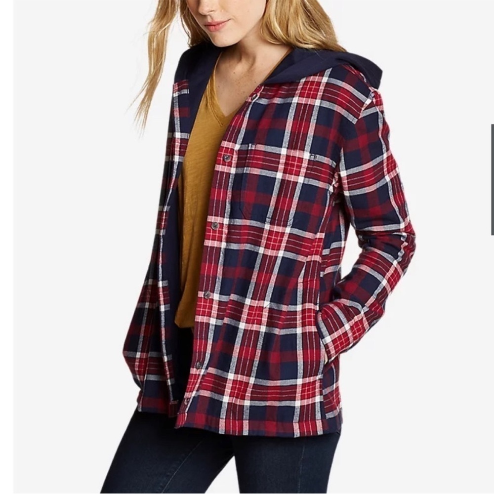 Eddie Bauer Stine’s Favorite Flannel Hoodie Shirt Jacket‎ Shacket XL